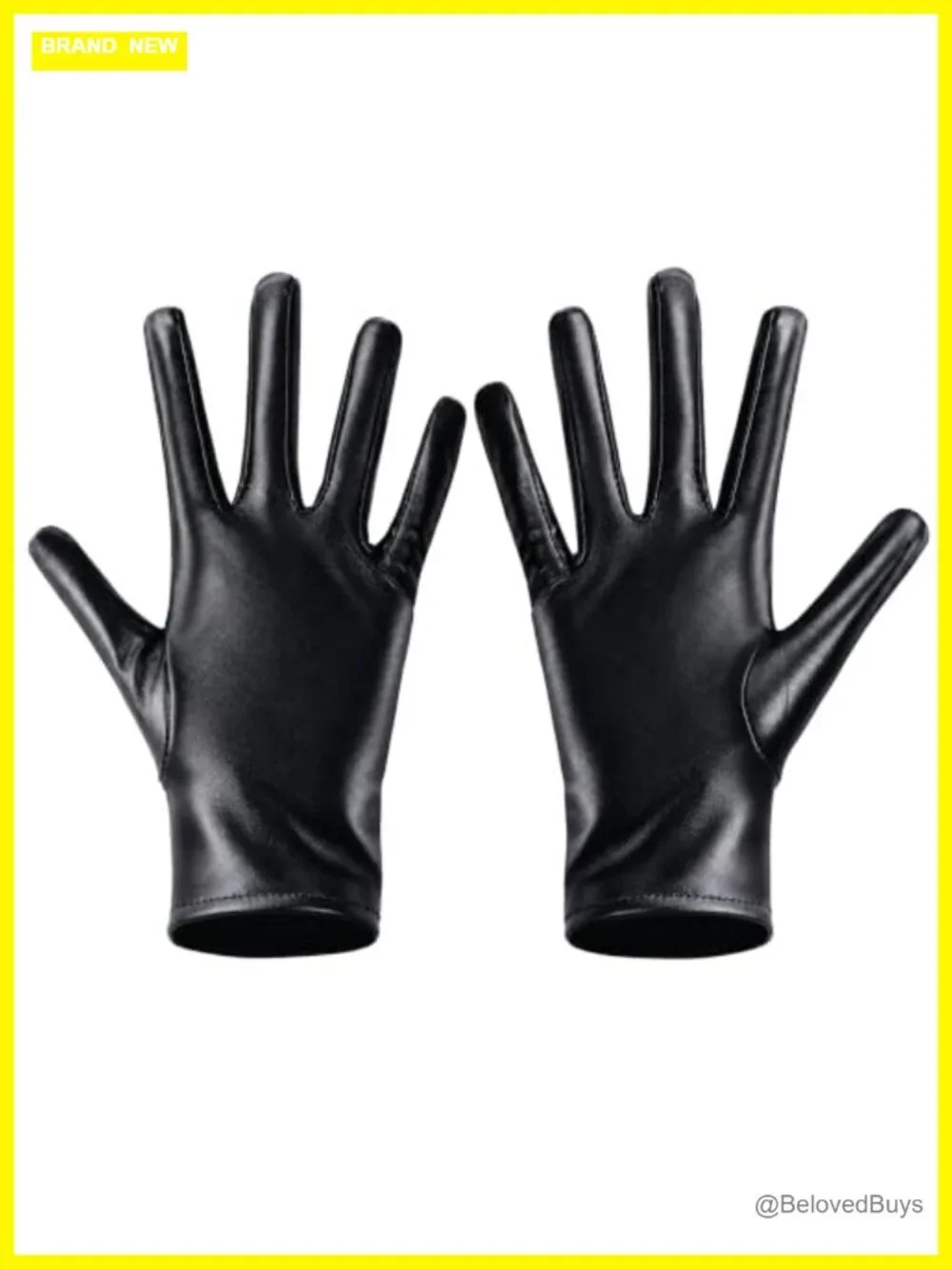 Black Metallic Gloves Halloween Costume Accessory Stretch Dress Gloves